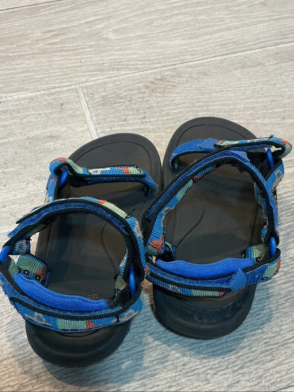 Teva Toddler Boys Kids Blue Strap Sandals with Truck Pattern Sz 10 EU 27